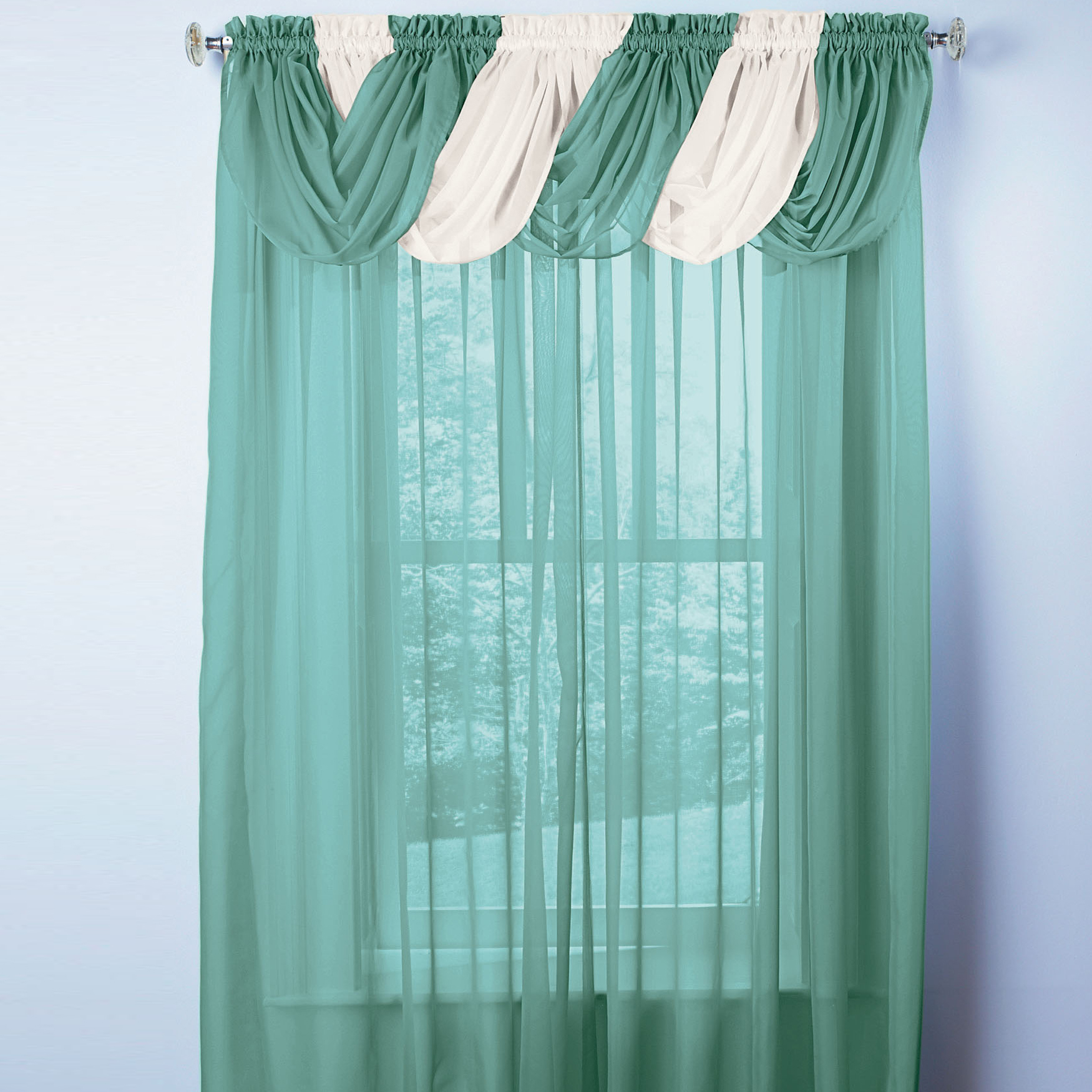 Fabric Shower Curtain No Liner Needed Blue Scarf Window Curtains