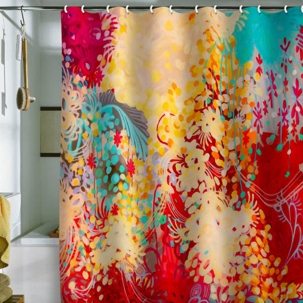 Bright Colored Shower Curtains Colorful Print Curtains